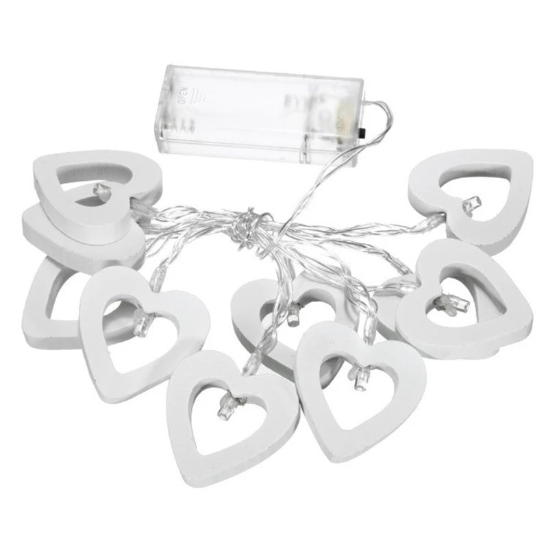 

String Lights LED Wooden Love Light String 10LED Battery Style Outdoor Indoor Bedroom Window Christmas Tree Decoration 1pc