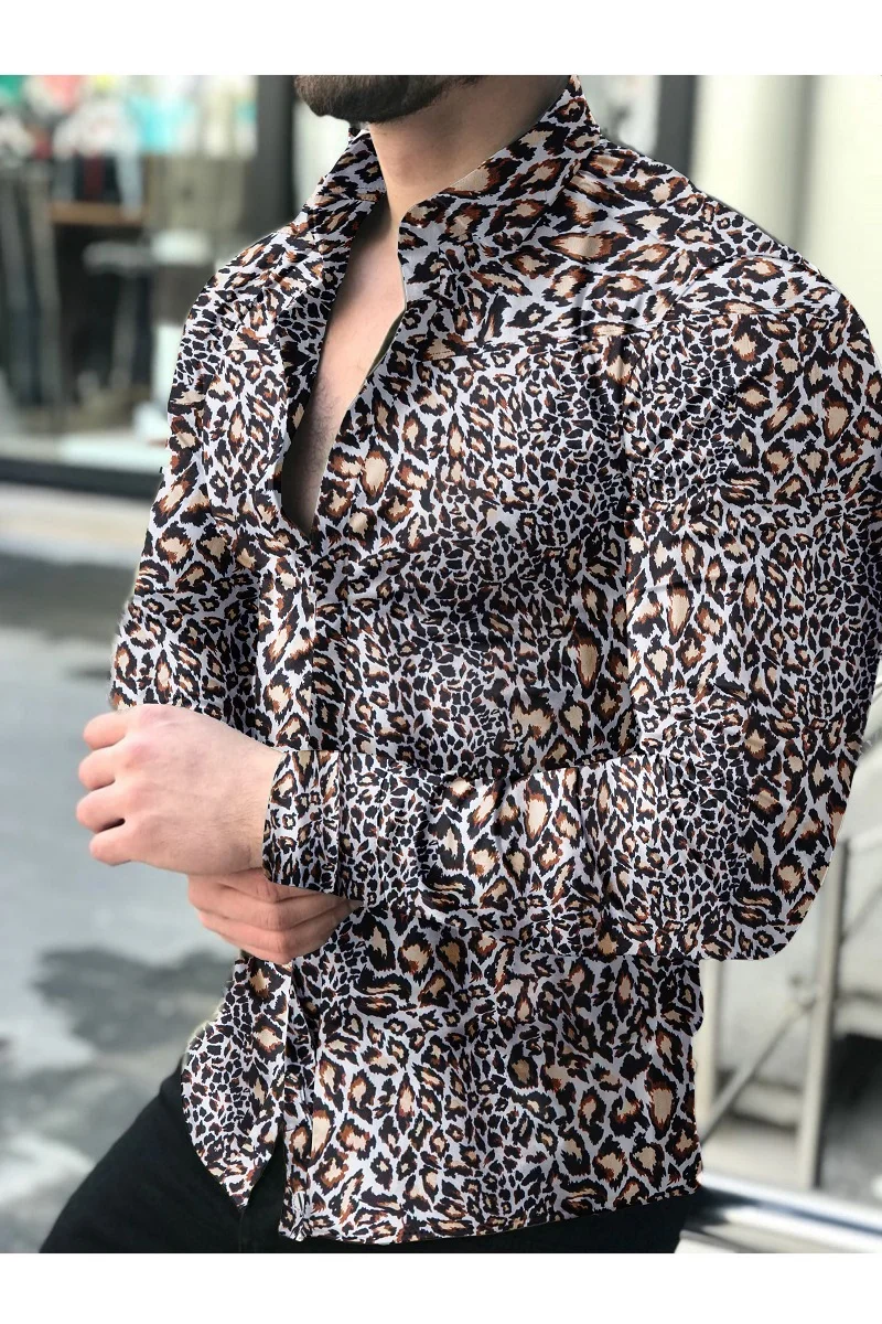 Camisas florales de manga larga de Otoño de 2021 para hombres camisas estampadas con flores de corte delgado para hombres cami