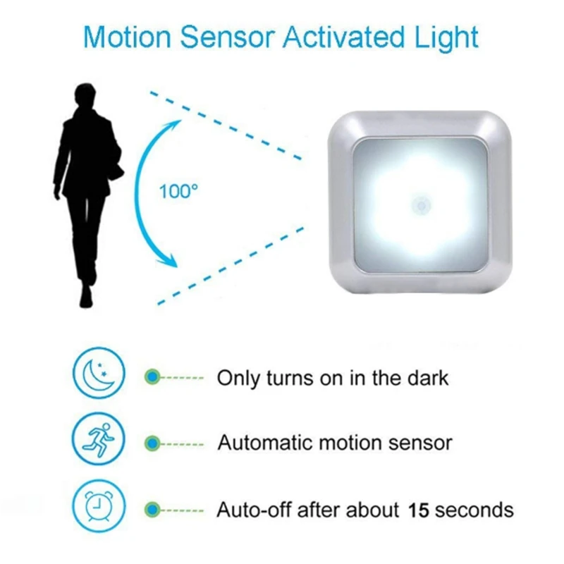 ПИР датчик движения ночные светильники Led шкаф Ночная лампа батарея сенсор огни