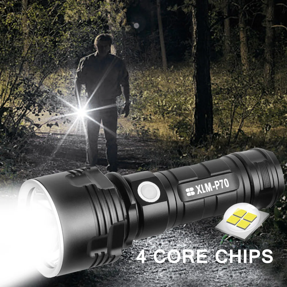 Anjoet супер мощный светодиодный фонарик L2 XHP70.2 тактический фонарь USB перезаряжаемая водонепроницаемая лампа яркий фонарь кемпинг 26650