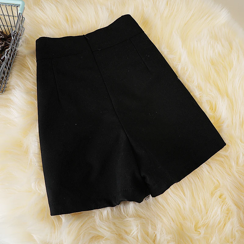 Шерстяные шорты в клетку для осени/зимы новый стиль большие размеры двубортные с