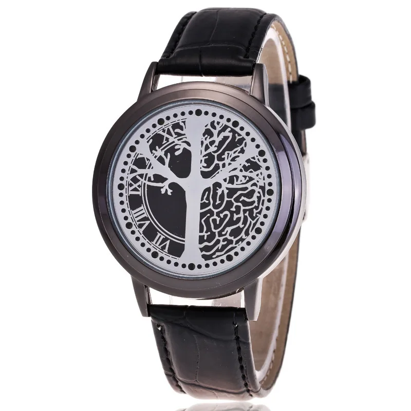Модные Простые Водонепроницаемые кожаные кварцевые Смарт часы креативная