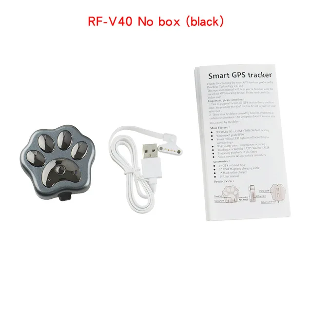 No box(black) RF-V40, 3g, gps трекер для питомцев, собак, кошек, устройство против потери, Мини, водонепроницаемый, для домашних животных, Wifi, локатор, расширенный, герметичный, водонепроницаемый, пылезащитный - Цвет: No box(black)