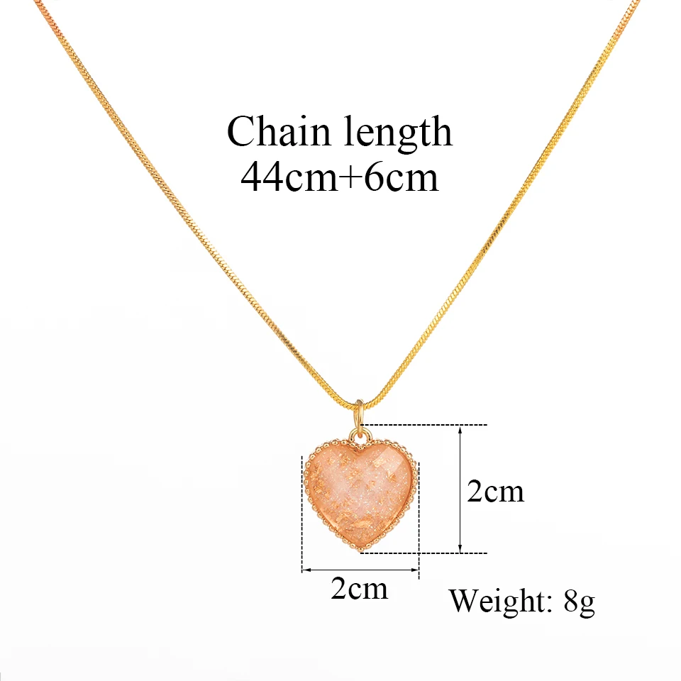 

Romantic Sweet Cute Colorful Heart Shape Pendant Link Chain Necklaces for Women And Girls Wedding Engagement Accessories Jewelry