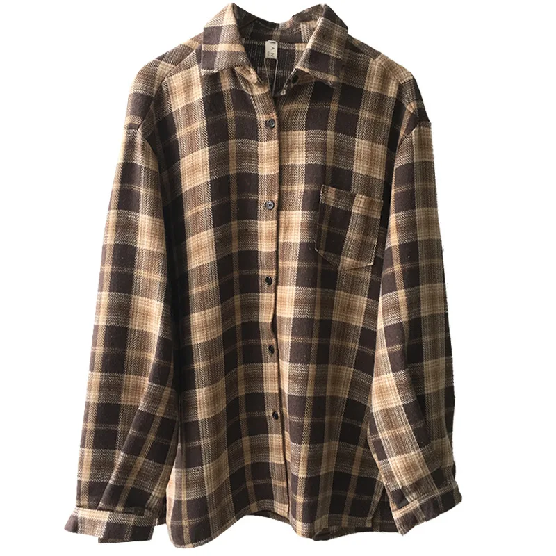 Женская винтажная блузка Johnature свободная рубашка с длинным рукавом на кнопках и