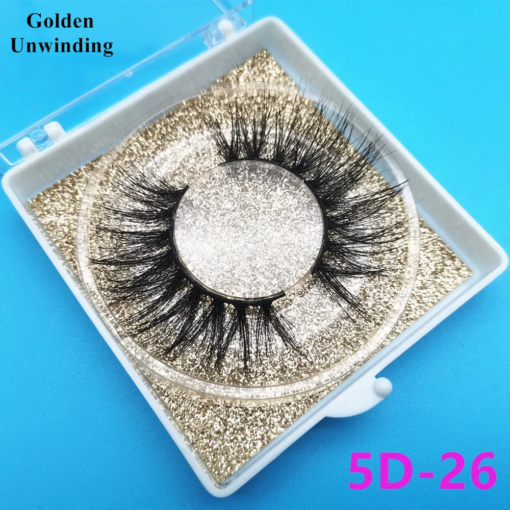Золотые размотанные объемные 3d норковые ресницы мягкие волосы 5D 26 макияж