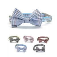 plaid dog collar bowties neckties grooming cats cute bowknot adjustable cotton chihuahua puppy bow tie necklace pets accessories