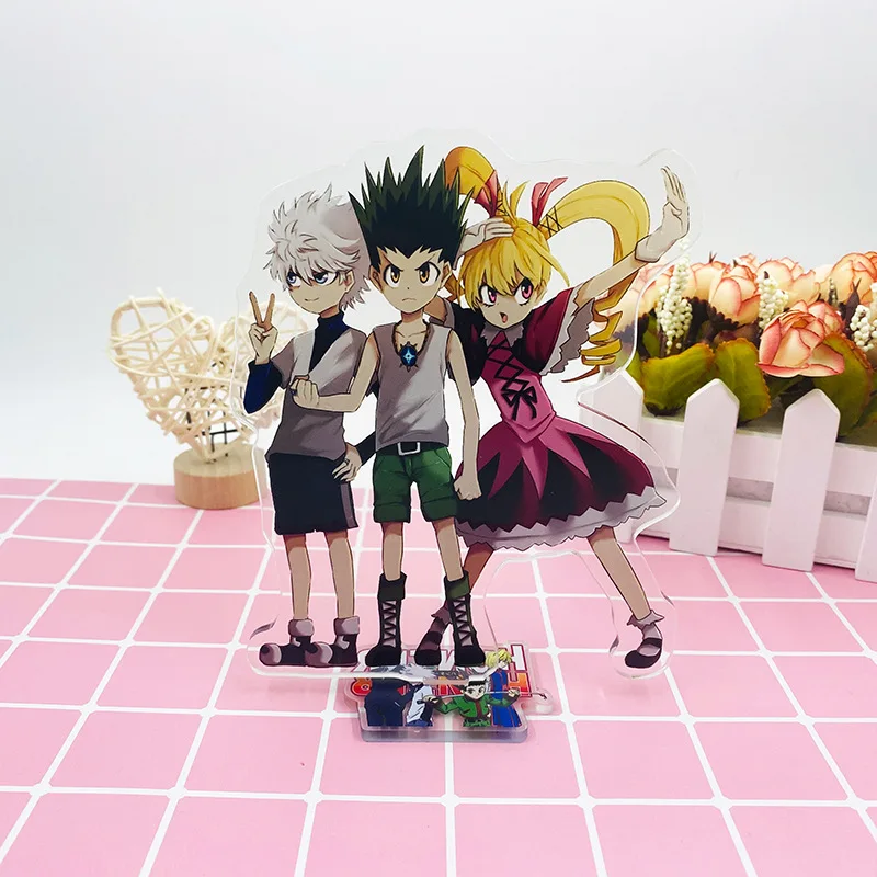 

Hunter X Hunter Gon Freecss Killua Zoldyck Acrylic Figure Stand Model Anime Two-sided Action Models Standing Sign Fans Keychain