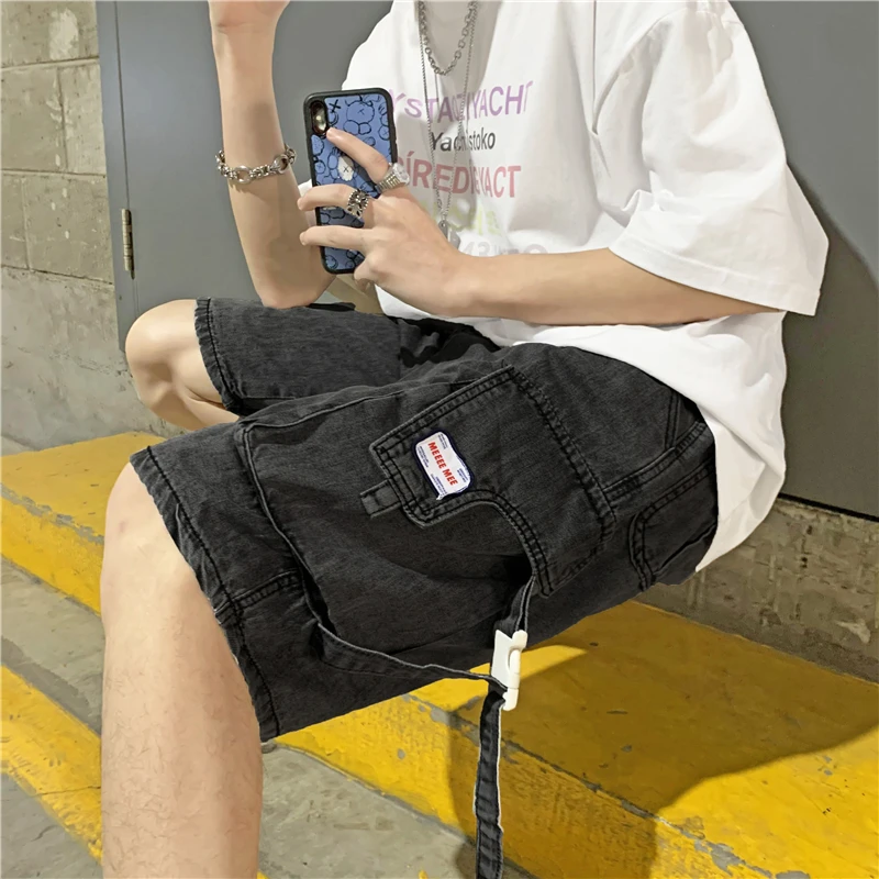

Men's Trendyol Fashion Sports Blue Streetwear Drawstring Pocket Denim Shorts New Summer Clothes Man 2021 Bermuda Jean Shorts