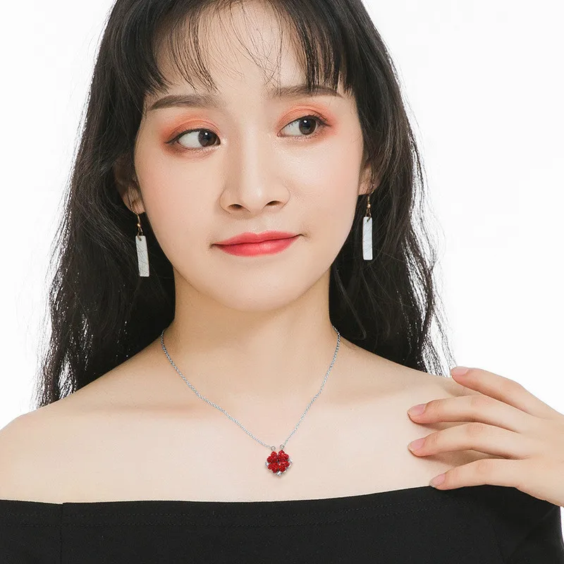 2020 Новая мода складной четыре листа клевера кулон в форме сердца ожерелья