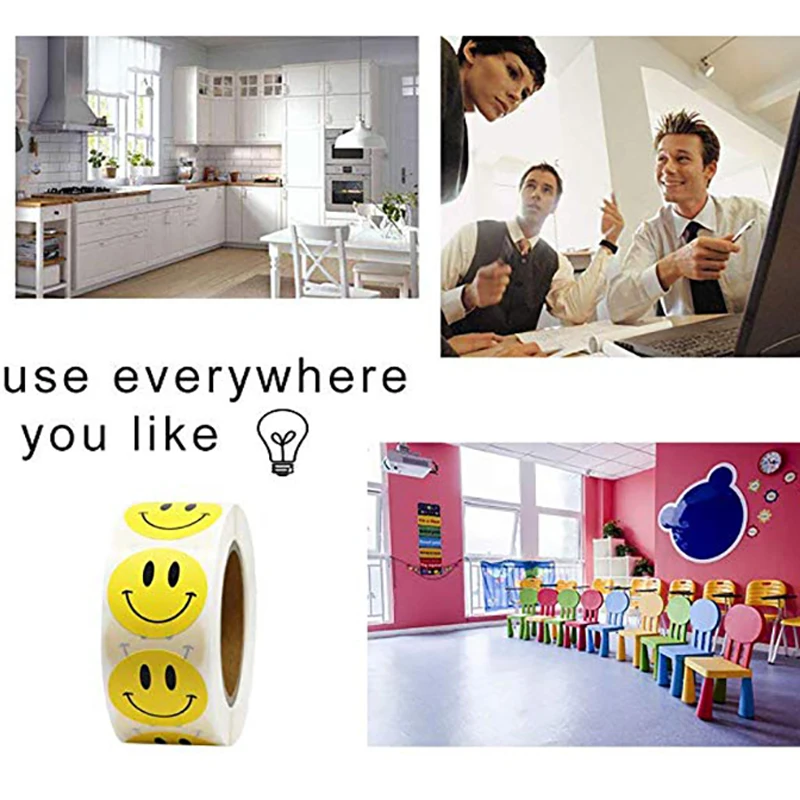 

500 Pcs/roll Smiley Face Reward Sticker For Student and Children Yellow Dots Labels Happy Smiley Face Doodle Stickers kids Toy