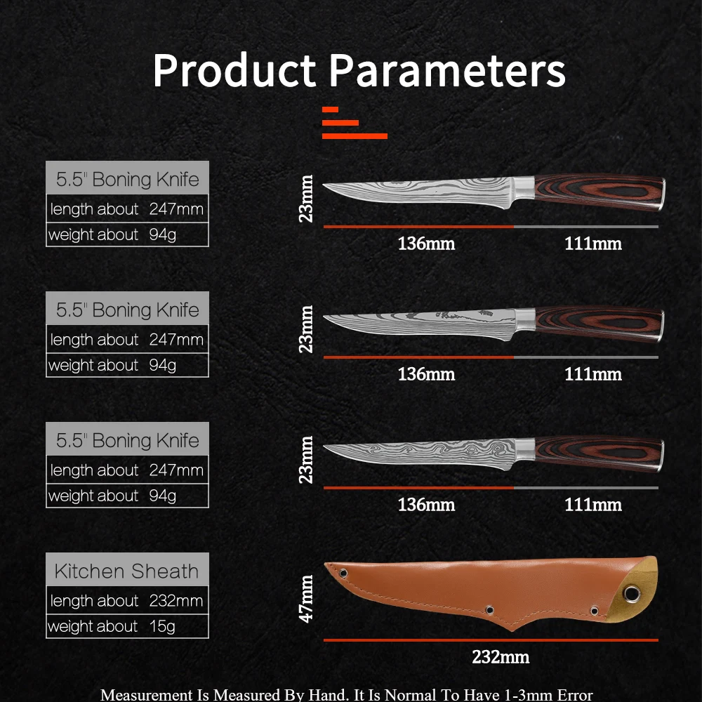 Нож для костей из дамасской нержавеющей стали 5 дюйма|Кухонные ножи| |