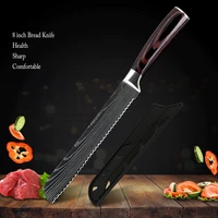 zemen bread knife 8 inch pro serrated knife tools high carbon stainless steel cake cutter kitchen houseware cooking baking tool