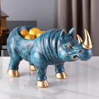 rhinoceros figurine storage box home decoration resin art sculpture figurines home d%c3%a9cor gift decorative ornaments home decor
