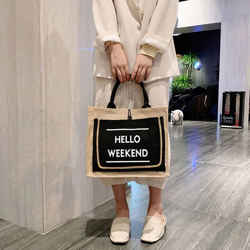 Европейский стиль льняная Хлопковая Сумка-тоут Женская Большая вместительная
