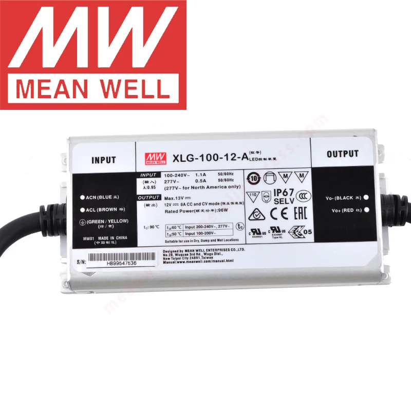 Caixa de Metal Médio ab Ip67 Rua Arranha-céu Iluminação Projetor Meanwell Xlg-100-h L-a 100w Led Driver Bem Xlg-100-12 – 24-a