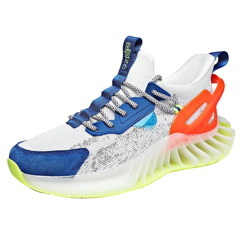 

2021 Autumn Men's Shoes Casuals Lace-Up Mixed Colors Cross-tied Round Toe Novelty Low Heels Flat Air Mesh Non-slip Breathable