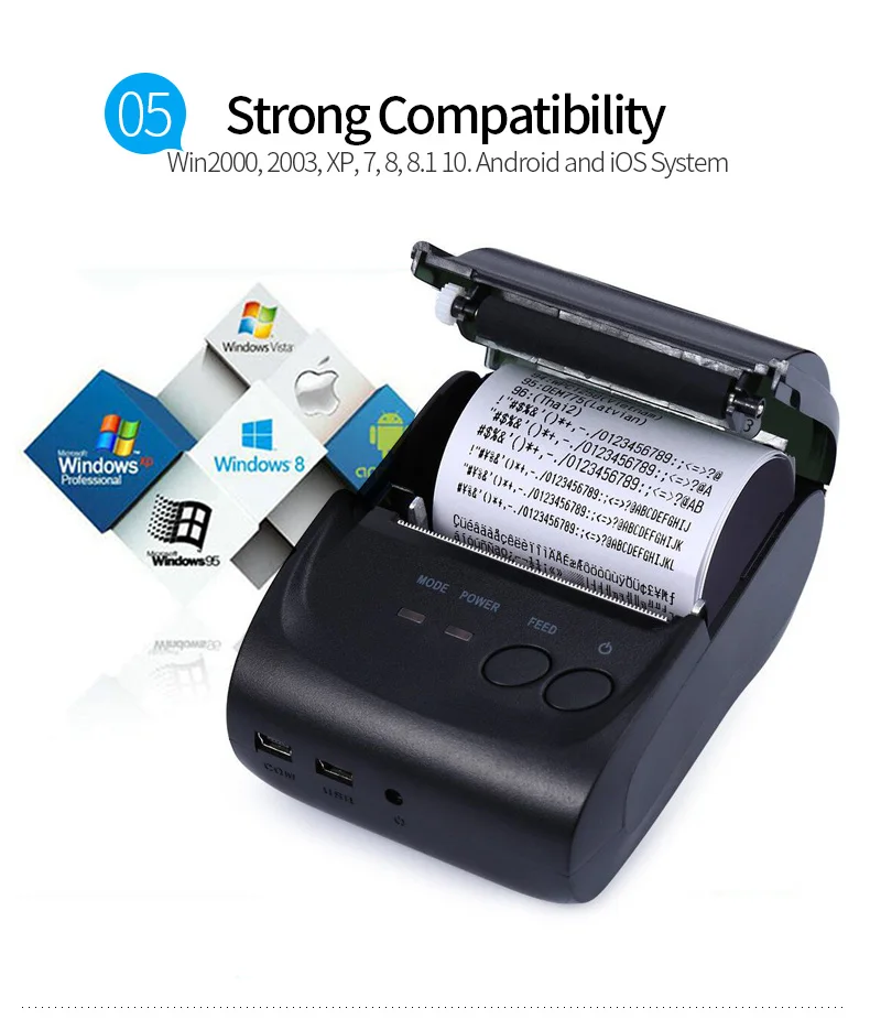 Portable Mini Bluetooth Printer Thermal Receipt Printer Pocket Ticket Machine For Mobile Phone Android iOS PC 58mm