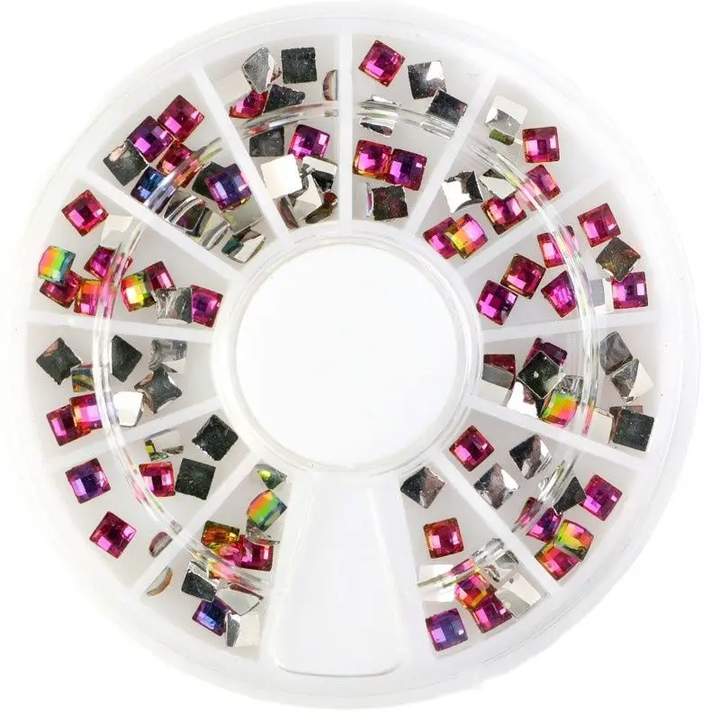 

1Wheel Square Fire Colors Nail 3D Rhinestones,Nail Art Decorations,Flatback AB Gems Manicure Charms Stones