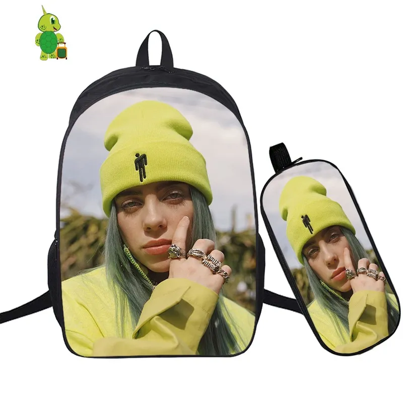 В стиле «хип-хоп» Billie Eilish 2 шт./компл. рюкзак школьные сумки для подростков мальчиков и девочек студенты рюкзак для ноутбука Карандаш Чехол дорожные сумки - Цвет: 15