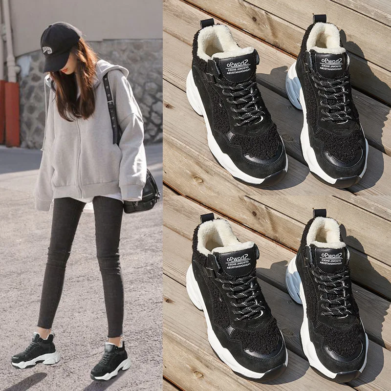 Белые женские туфли Модные брендовые с толстой подошвой zapatos de mujer Дышащие черные