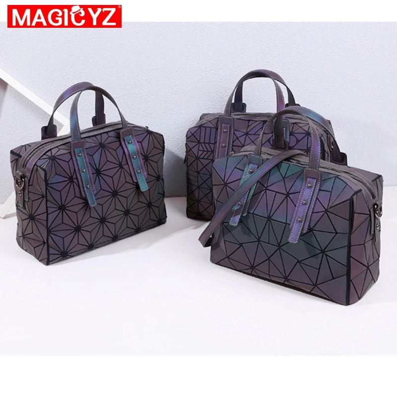 womens luminous boston handbag brand designer shoulder crossbody bag large geometric diamond female office business bag free global shipping