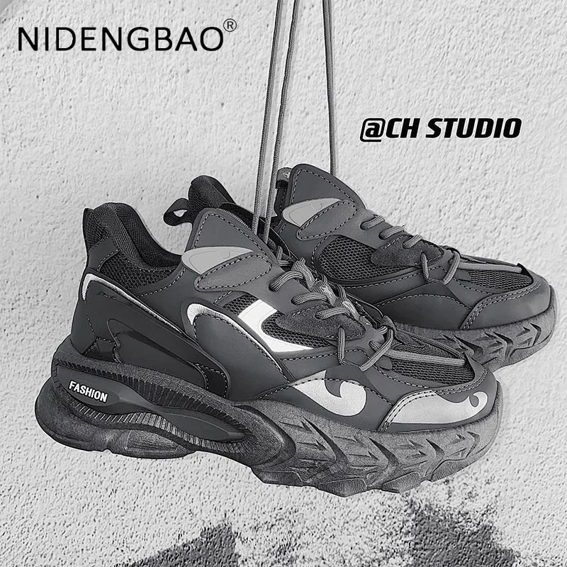 New Men Platform Sneakers 2021 Autumn Mesh Breathable Outdoor Walking Jogging Running Sports Shoes Luxury Chunky Casual Tenis