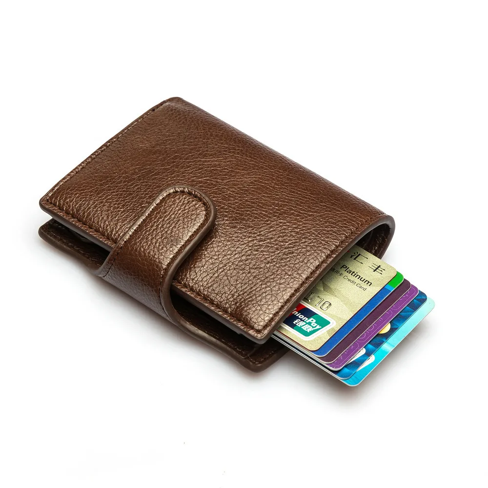 Manufacturer's spot credit card shielding RFID card bag buckle short anti theft brush men's wallet