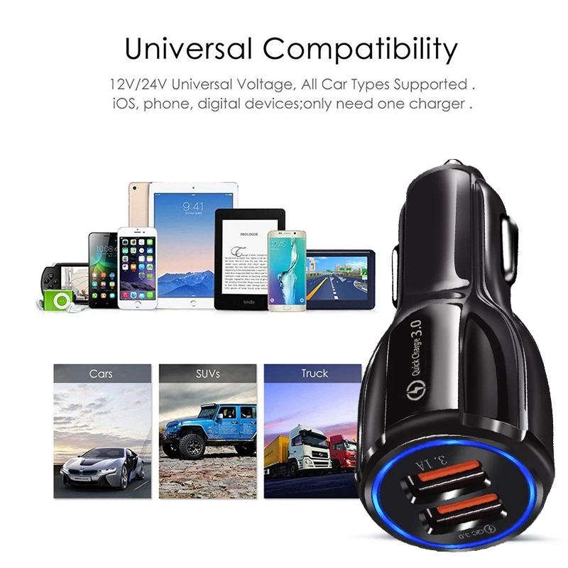 Автомобильное зарядное устройство XEDAIN Quick Charge 3 0 для телефона автомобильное с