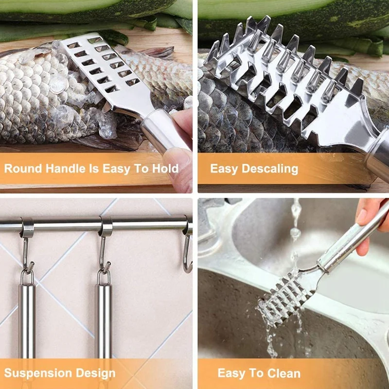 Набор кистей для удаления рыбных скальперов из нержавеющей стали с эргономичной