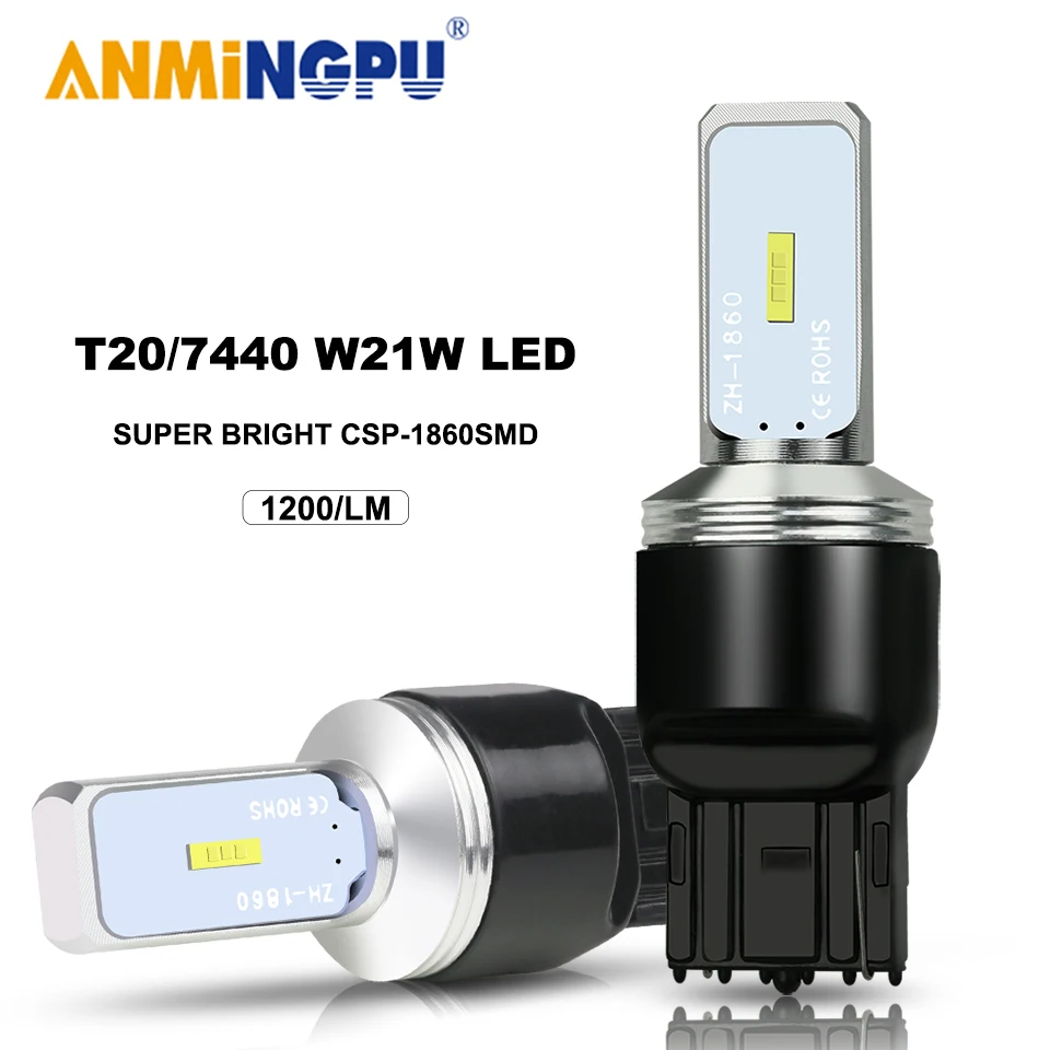 ANMINGPU 1x сигнальная лампа W21W светодиодный 7440 T20 7443 W21 5 Вт лампы CSP 1860SMD 3156 P27W T25 3157 P27 7W