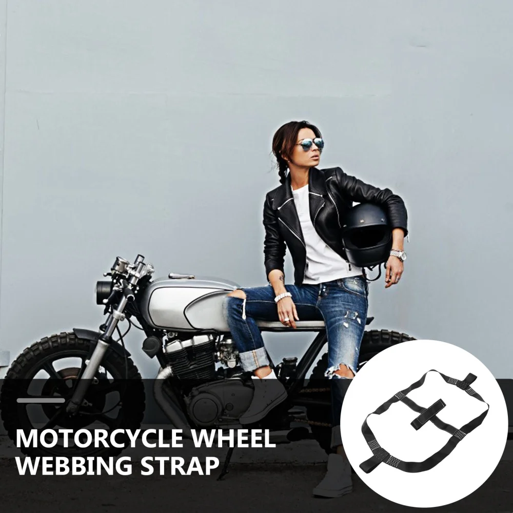 

1Pc Motorcycle Rear Wheel Fixing Belt Transportation Wheel Tie-Down (Black)