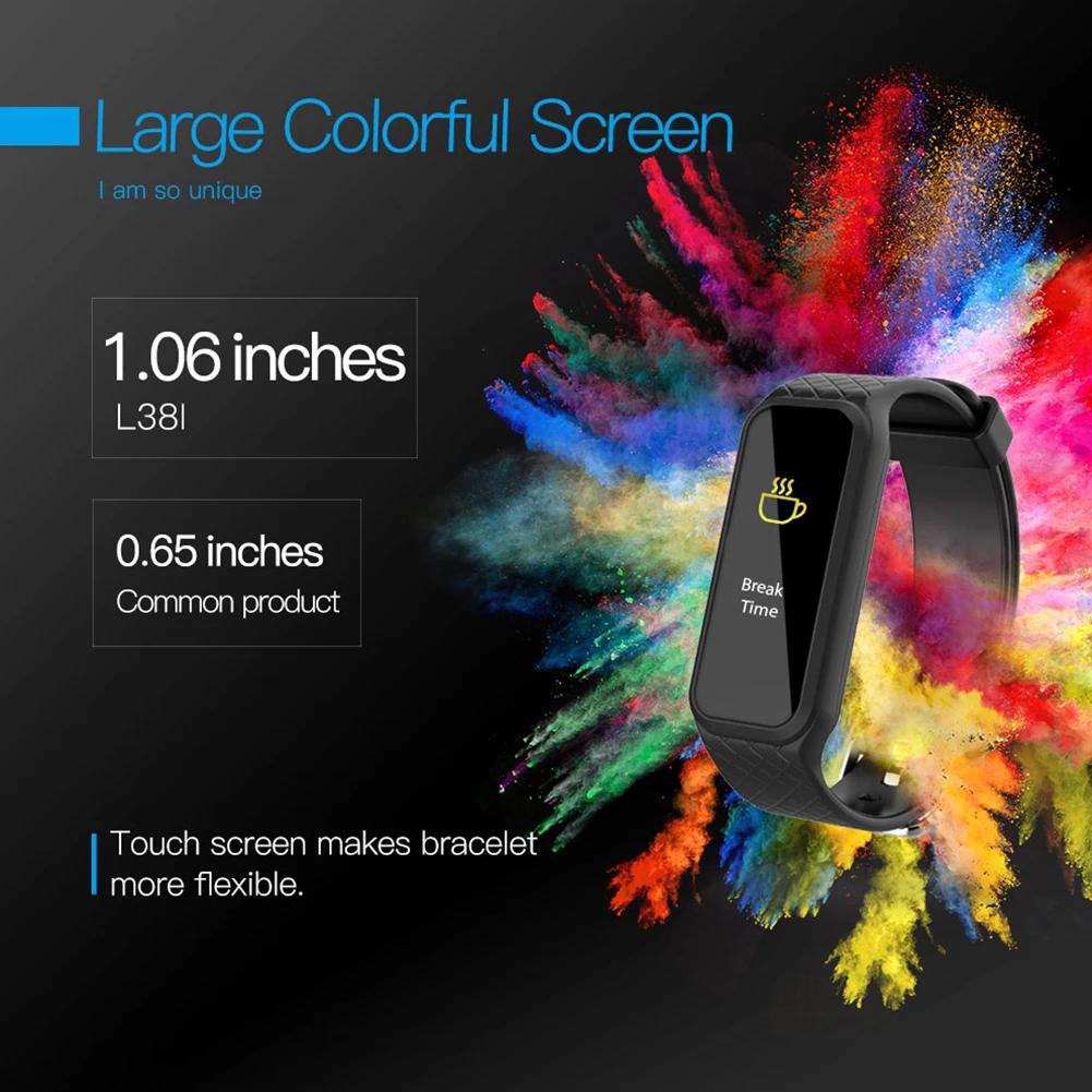 

L38i Smart Wristband Smart Bracelet Heart Rate Monitor Bluetooth Smart Bracelet Pedometer Sports Fitness Band Waterproof