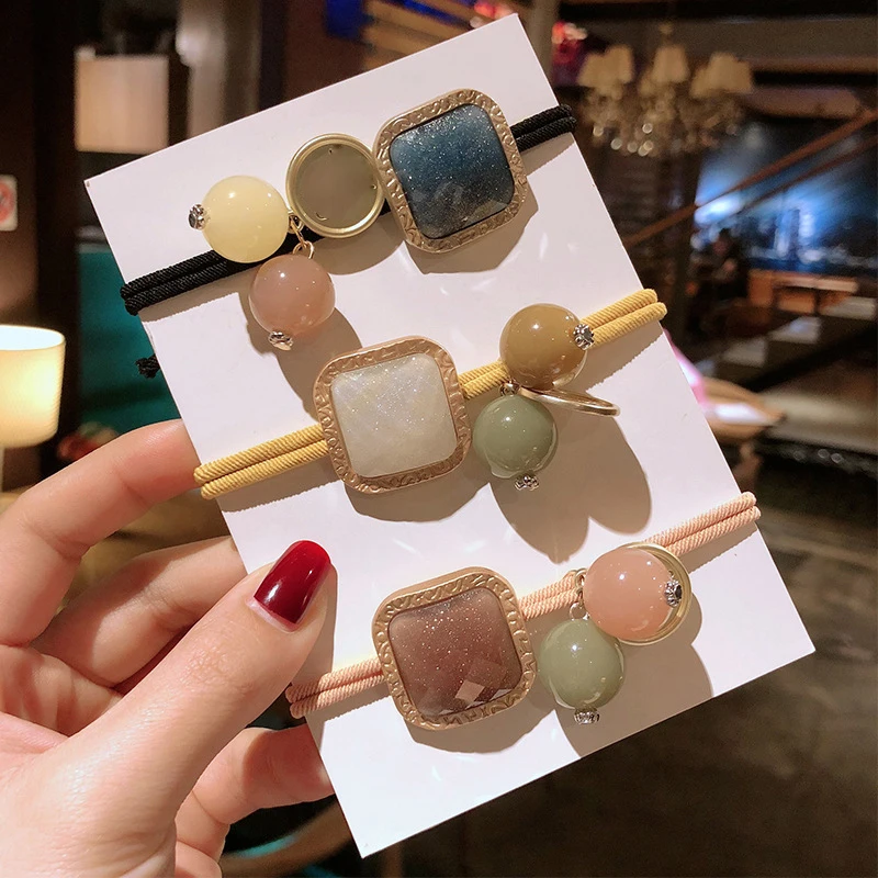 Резинки для волос женские эластичные в Корейском стиле с металлическим шариком |