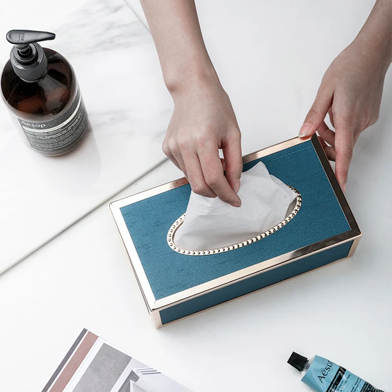 

Tissue Boxes Simple Creative Light Luxury Style Leather Family Living Room Car Napkin Box Rectangle