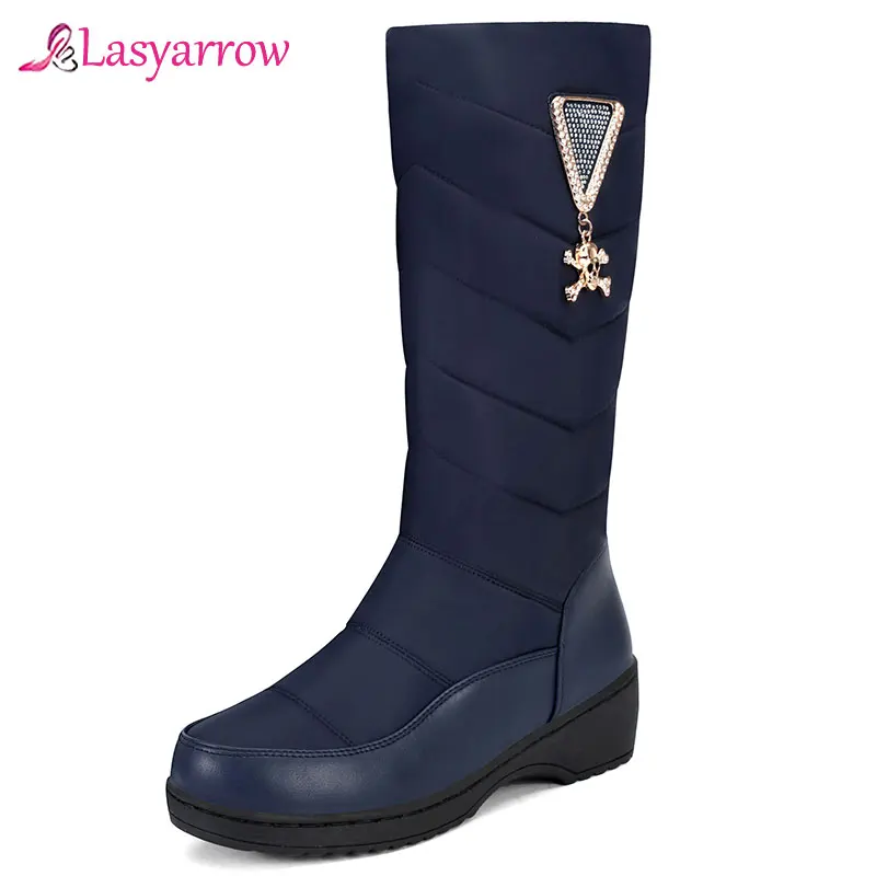 

Lasyarrow Plus Size 35-44 Russia Winter Snow Boots Women Keep Warm Shoes Waterproof Boots Fur non-slip Mid Calf Boots Black