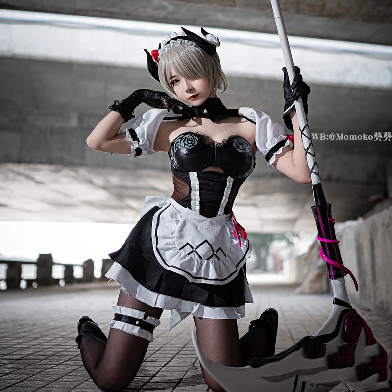 Костюм горничной чёрной розы из аниме Honkai Impact 3 Рита розовая Валкирия полный