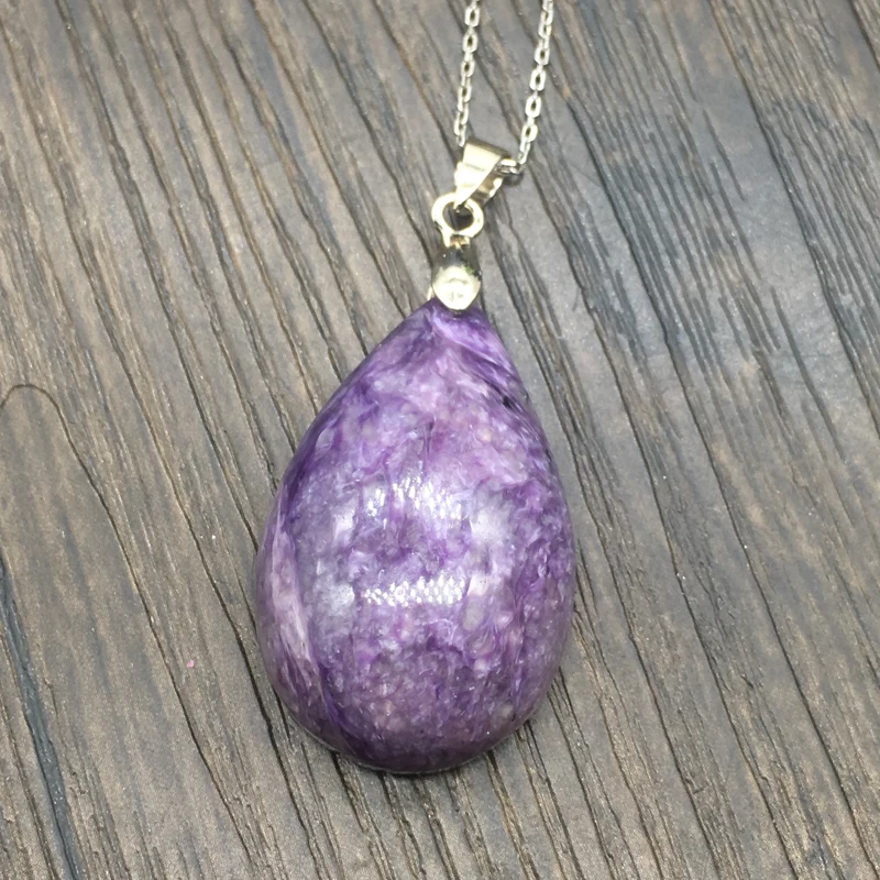 Женский кулон CSJ натуральный Чароит ожерелье для девушек и женщин вечерние