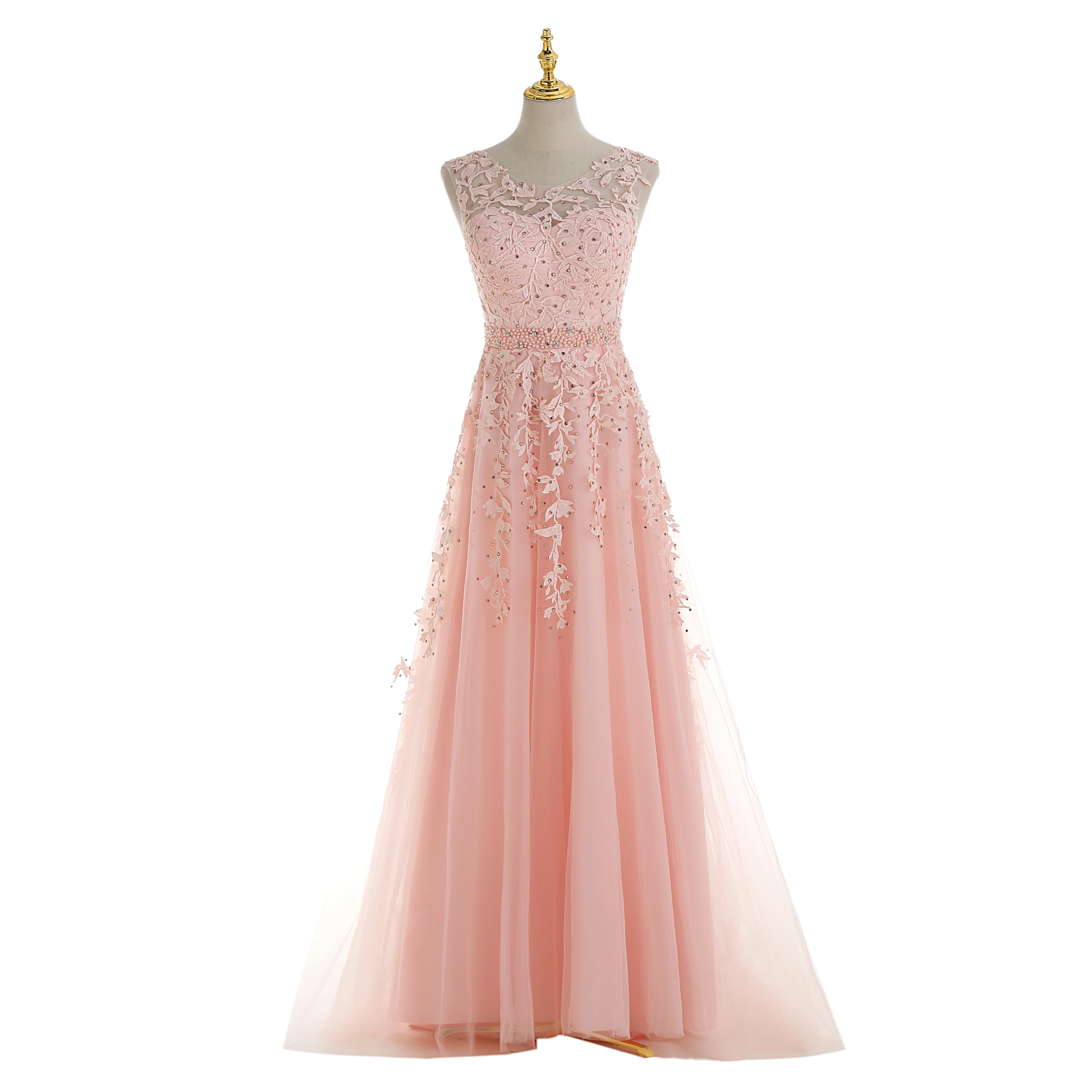 Vestidos De Festa вечернее платье Robe Soiree с круглым вырезом кружевной аппликацией Длинные