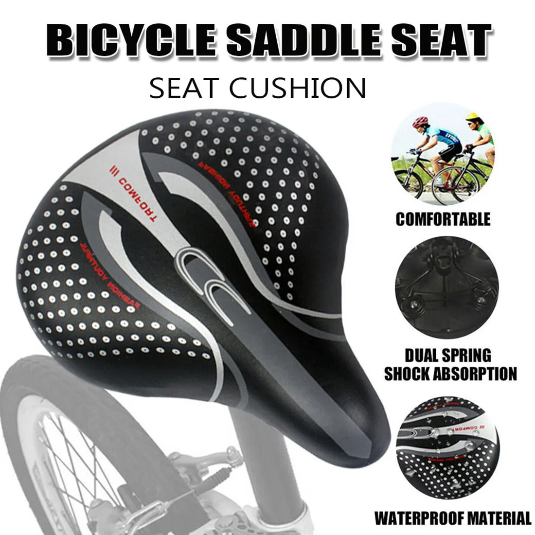 

Cushion Saddle Seat Black PU Sponge Wide Cycling Riding Replacement Spare Extra wide size Very good quality unisex big saddle