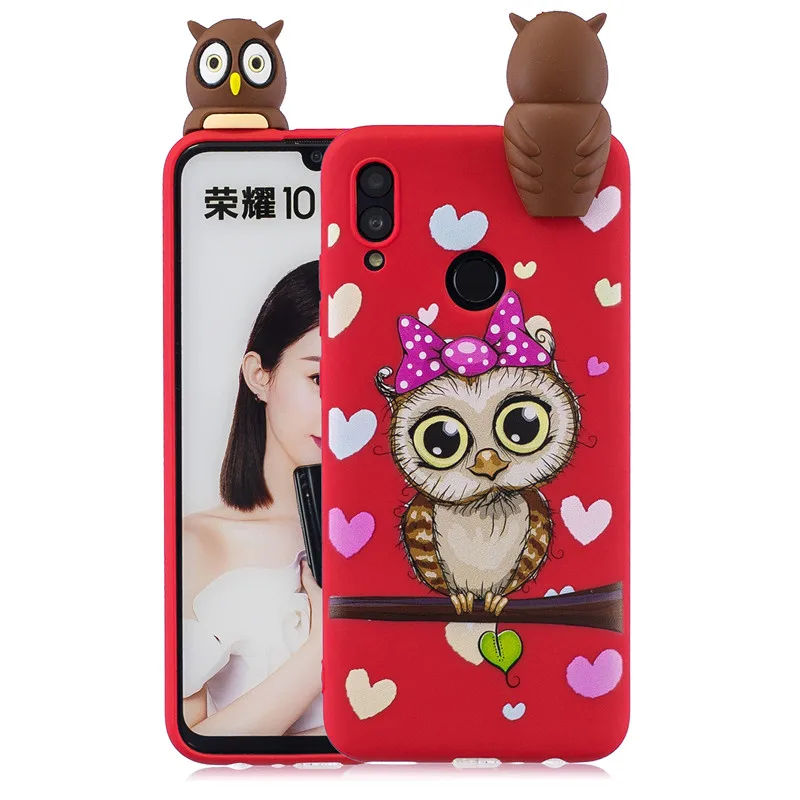 3D Мягкий Силиконовый ТПУ чехол для Huawei P Smart 2019 Etui Милый Панда Сова Телефон с