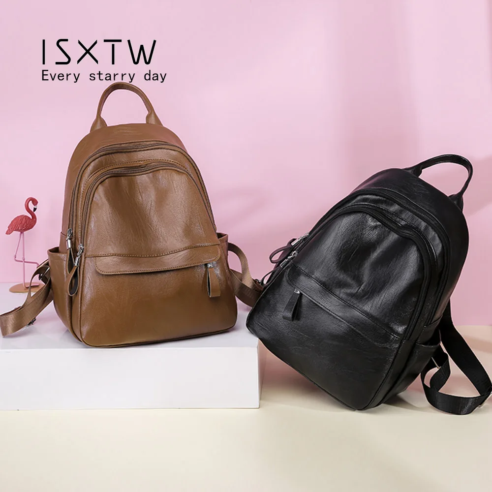 ISXTW женский рюкзак Feminina Повседневный многофункциональный кожаный женская сумка