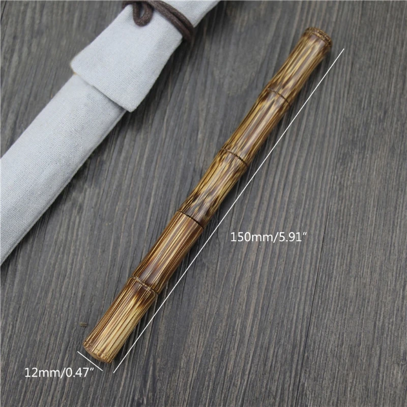 

85DD Handmade Bamboo Fountain Pen Ink Pen Art Fountain Pen,Broad Stub Chisel Pointed Nib F Nib Office Writing Gift 0.5mm