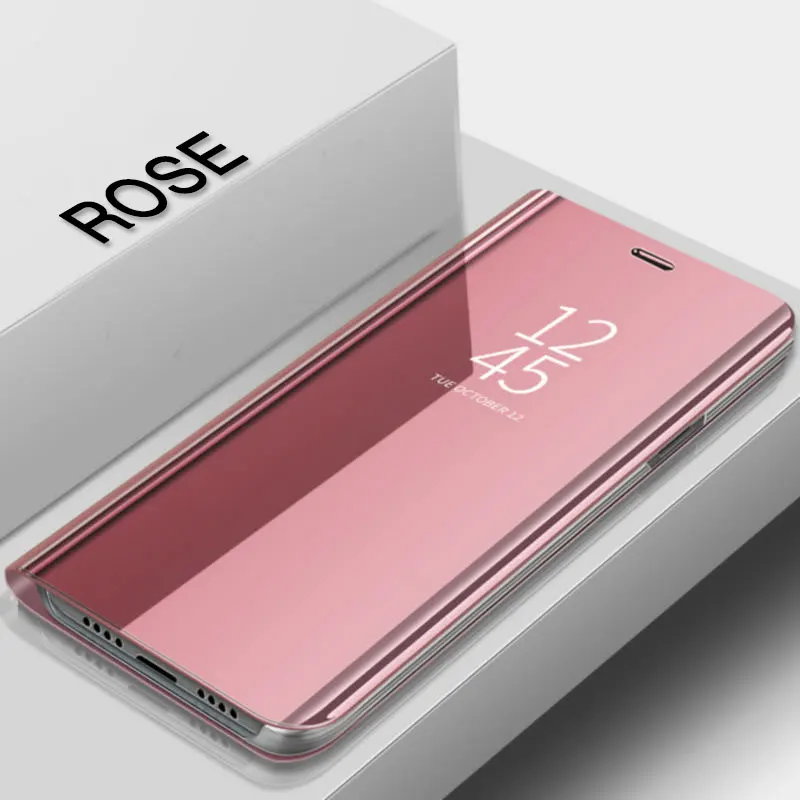 Умный зеркальный чехол для телефона с откидной крышкой для Samsung Galaxy S8 S9 плюс A10 A20 A30 A40 A50 A70 M10 M20 M30 чехол - Цвет: Rose