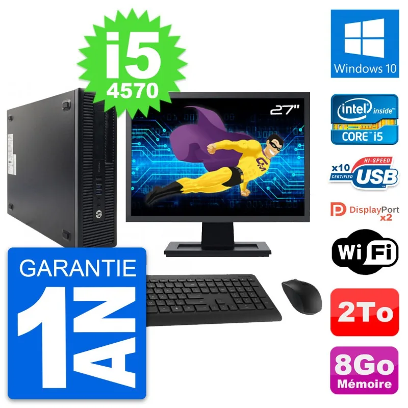 ПК HP ProDesk 600 G1 SFF screen 27 дюймов i5-4570 RAM GB disk 2To Windows 10 Wifi | Компьютеры и офис