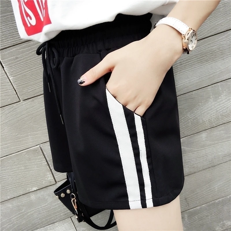 

Women's shorts, Korean version, loose fit, students' versatile, 2021 spring and summer high waist sports, wide leg pants, single