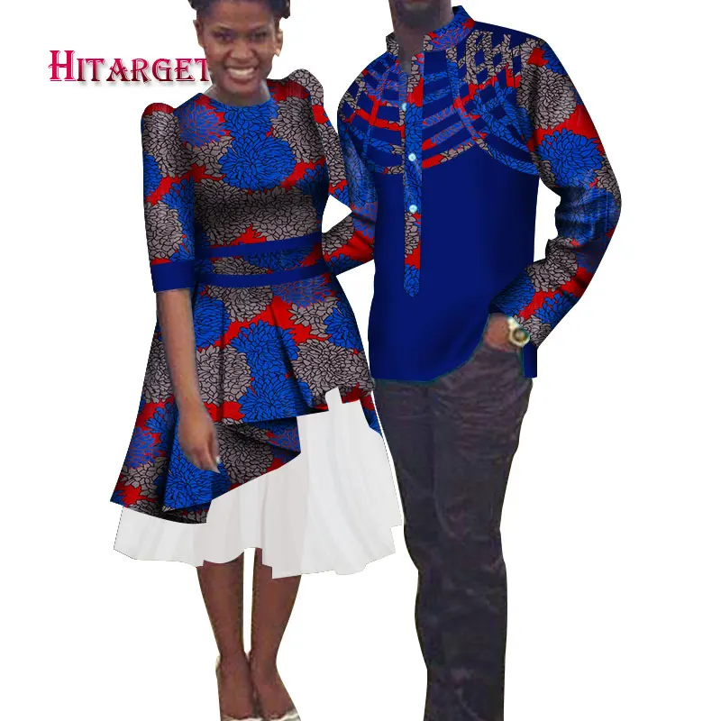Африканская одежда для пары мужская рубашка + африканские платья Дашики