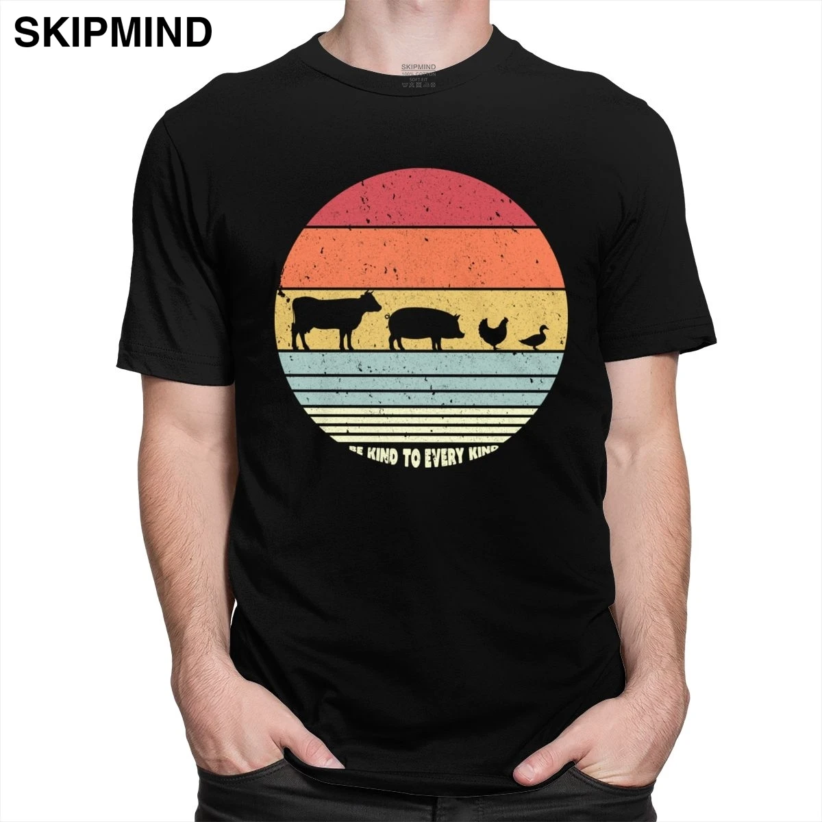 Быть Вид к каждому Мужская футболка из хлопка в стиле 70-х вегетарианские овощные