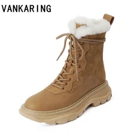 women shoes suede leather fur ankle boots autumn winter warm shoes woman casual thick platform ankle snow boots fashion sneakers
