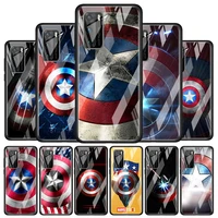 shield captain america marvel for huawei p40 p30 pro plus p20 p10 lite p smart z 2021 2020 2019 luxury tempered glass phone case